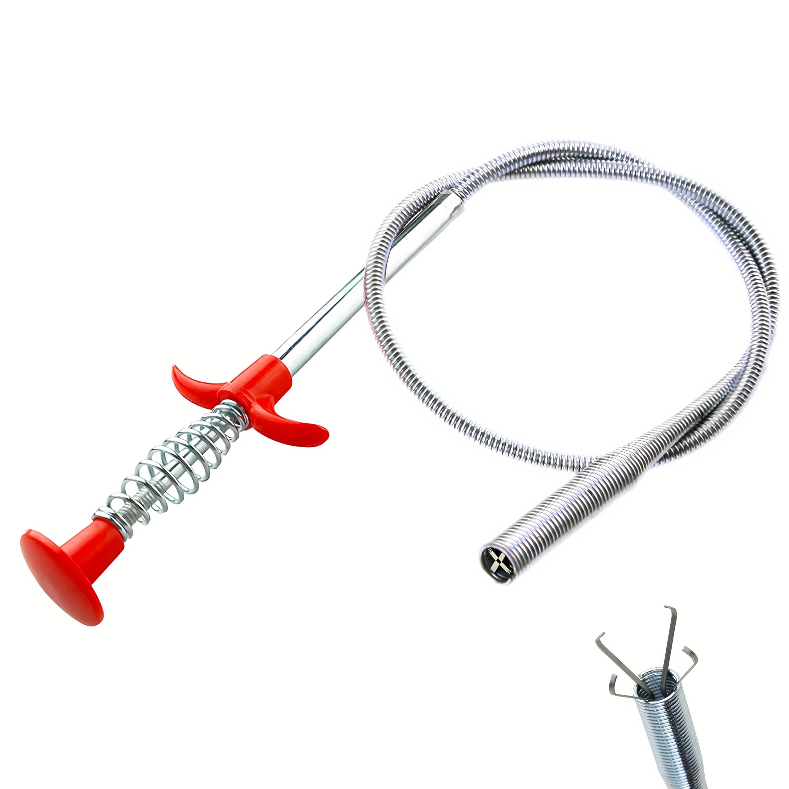 Photo 1 of Drain Snake, Drain Clog Remover - Gutter Cleaning Tools Drain Cleaner for Toilet Sewer Shower Kitchen Bathroom Tub Clogged Drains Opener Cleaning Tool, Flexible Grabber Claw Pick Up Reacher (24 inch)