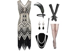 GOHOY Women's 1920S Sequin Fringed Gatsby Flapper Dress with Roaring 20s Accessories