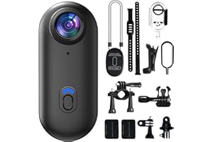 DAHOCAMGO 4K Mini Body Camera, 64GB Action Snap Cam, POV Snapcam, Thumb Size Hands Free Recording Body Worn Wearable Camera, Premium Portable Camcorder Mount Anywhere for Work, Travel, Pet Walks (Black)