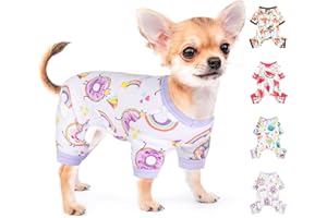 PINKTIE Small Dog Clothes Cute Dog Pajamas for Small Dogs Boy Girl Soft Stretch Chihuahua Yorkie Clothes Onesies Summer Puppy Pajamas XS-XXL Pet Dog Pjs Outfits Shirts Pet Cats Jammies Sleeper X-Small