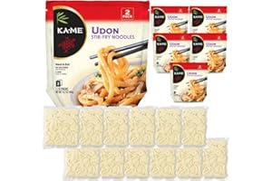 KA-ME Udon Noodles - Fresh Cooked Stir Fry Noodles 14.2 oz (Pack Of 6), No Preservatives/MSG, Instant & Microwaveable, Perfect for Traditional Hot & Cold Dishes, Quick Soup or Stir-Fry & More
