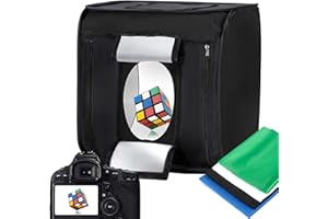 LTRINGYS Photo Studio Light Box 24''x24'' with LED Lights, Collapsible Photography Photo Background Shooting Tents with 4 Photo Backdrops(Black, White, Blue,Green) 5500K US Plug