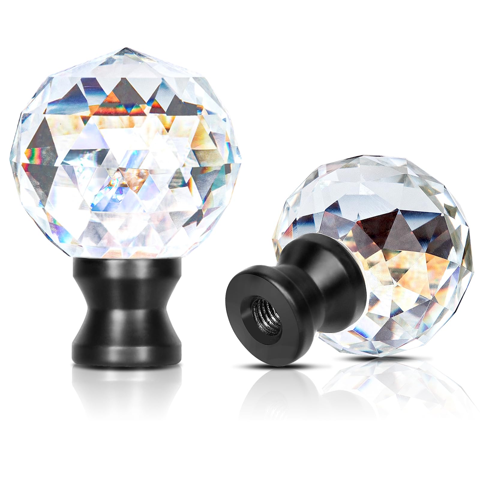 Photo 1 of Benaep 2 Pieces Crystal Lamp Finial Decorative Lamp Top Accessories?1/4-27 Lamp Cap Knob Lamp Screw Topper Clear Lamp Finial with Polished Chrome Base Knob for Lamp Shade Indoor Lamp Top Ornaments