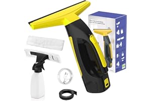 HYNSEN Cordless Window Vacuum Squeegee, Window Vac with Detachable Water Tank and Strong Suction, Electric Window Cleaning Tool for Shower Wall, Mirror, Glass, Car Windshield, Countertop, Tile