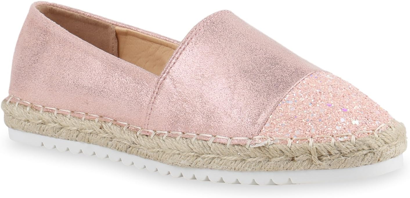 Stiefelparadies Women's Slippers Espadrilles Raffia Metallic Flandell