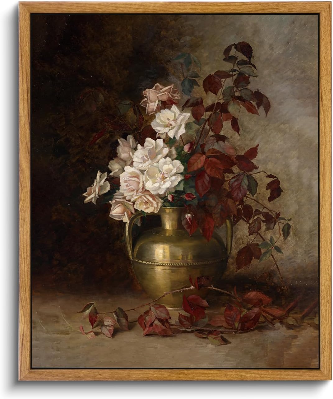 Wall Décor - VIYYIEA Vintage Flower Wall Art Room Decor, Framed Canvas Wall Art Botanical Prints, Flower in Vase Wall Painting, Rustic Farmhouse Wall Decor for Bedroom Living Room Bathroom Pictures 8''x10''