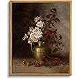 VIYYIEA Vintage Flower Wall Art Room Decor, Framed Canvas Art Botanical Prints, Flower in Vase Wall Painting, Rustic Farmhouse Wall Decor for Bedroom Living Room Bathroom Pictures, 9"x11"