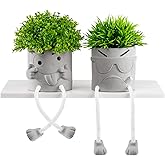 Uguisu 2pcs Cute Plant pots,Succulent pots,Indoor Succulent planters,Small planters for Home Decor,Room Shelf Desk Decor. Abo