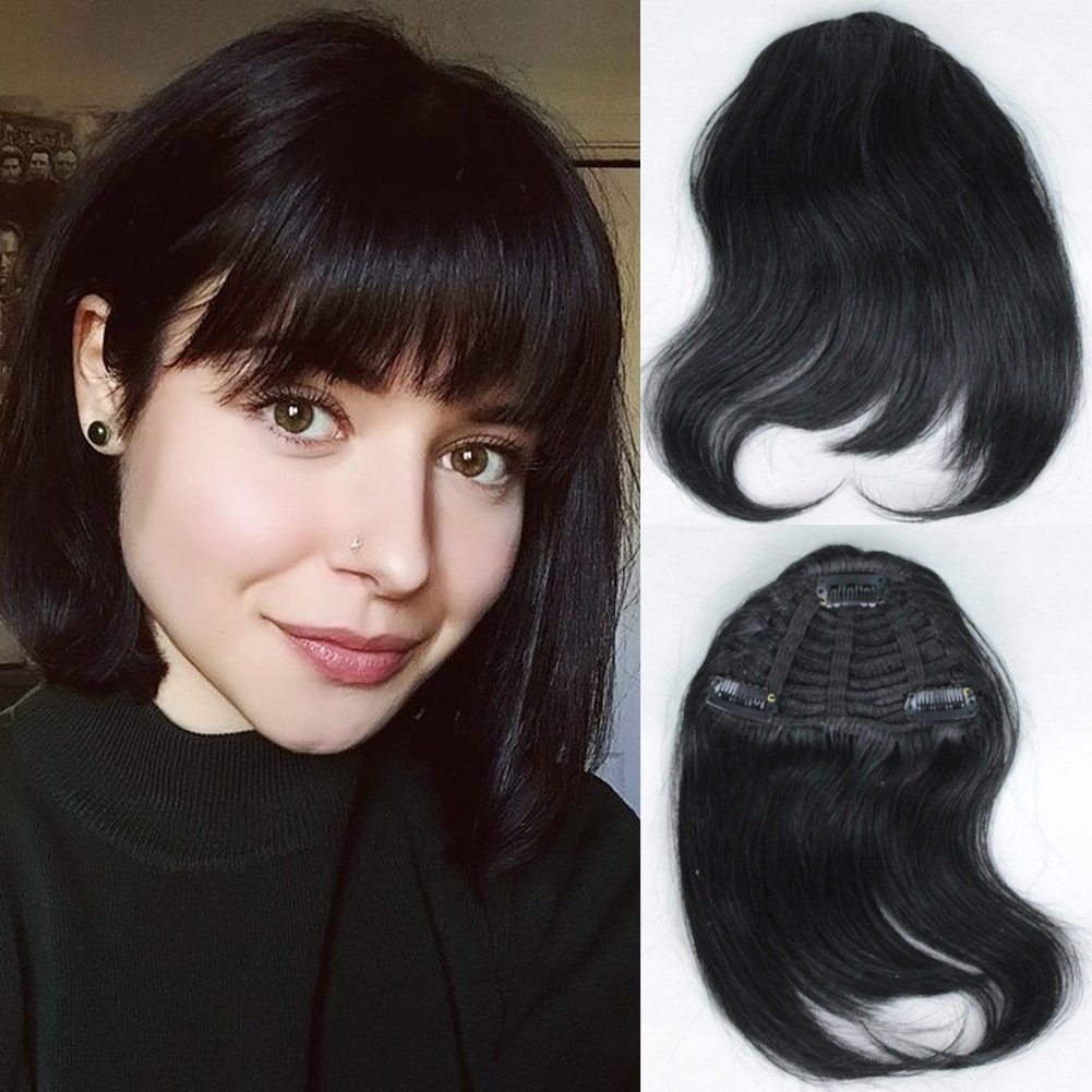 Amazon Com Human Hair Bangs Fringe Clip In Hair Extensions For