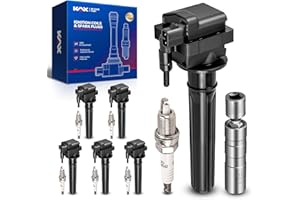 KAX Set of 6 Ignition Coils & Iridium Spark Plugs w/Magnetic Socket for Chrysler Pacifica 2004-2006, 300 2005, 300M 1999-2004, Concorde 1998-2004, Magnum 2005, Intrepid 1998-04, LHS 1999-01, UF269