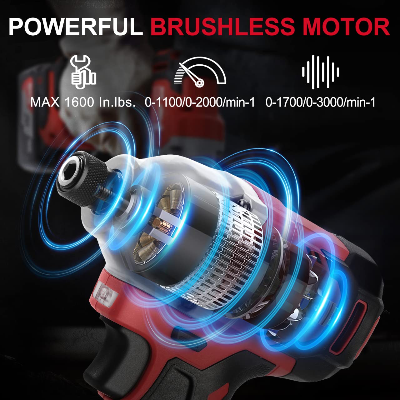 DCK Impact Driver, 20V Max Brushless Cordless Impact Driver Kit, 1600 In-lb., 1/4