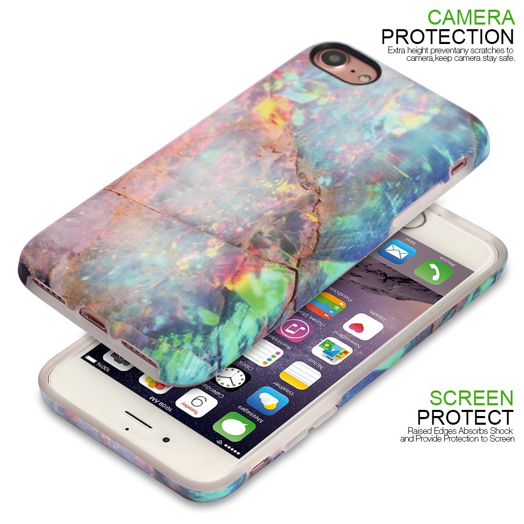 Nasousa iPhone 8 for Girls,iPhone 7 marble case,IMD Printing Slim-Fit Ultra-Thin Anti-Scratch Shock Proof Dust Proof Anti-Finger Print TPU Case for iPhone 7 8 (4.7 inch)(Colorful Marble)