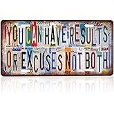 CHCdecor Vintage You Can Have Results or Excuses not both Wall Decor License Plate Metal Sign Tin Signs,12x6 Inch Aluminum