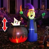 5 FT Pop Up and Down Halloween Inflatable Witch and Cauldron Outdoor Decor | Inflatable decoration, Built-in LED Lights Halloween Outdoor Decorations for Yard, Garden, Lawn, or Party