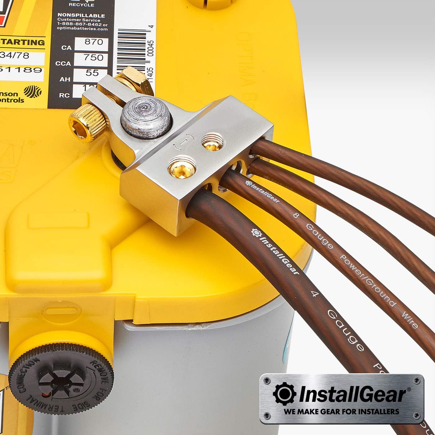 InstallGear 2/4/8/10 Gauge AWG Positive & Negative Battery Terminal Clamp and Shims (Pair): Automotive