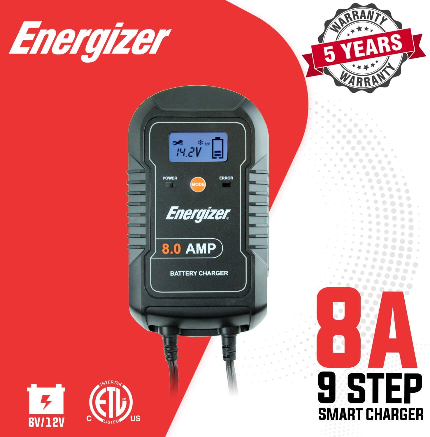 Energizer Enc8a Enc8a 8 Amp Battery Charger Maintainer Automotive Amazon Com