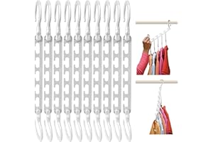 Wonder Hanger Max 10-Pack Space Saving Hangers, Reinforced Hooks Swivels 360°, Cascading Hanger, College Dorms & Storage Closet Organizer, Fully Assembled – White
