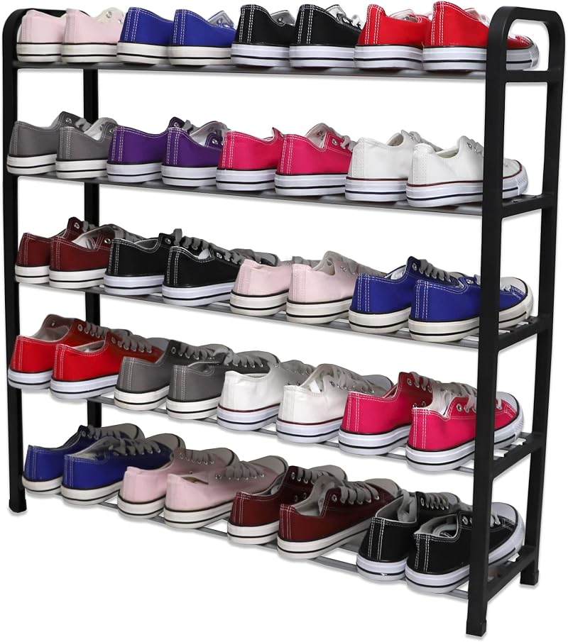 1ABOVE 5 Tier Heavy Duty Shoe Rack Organiser Black</br>