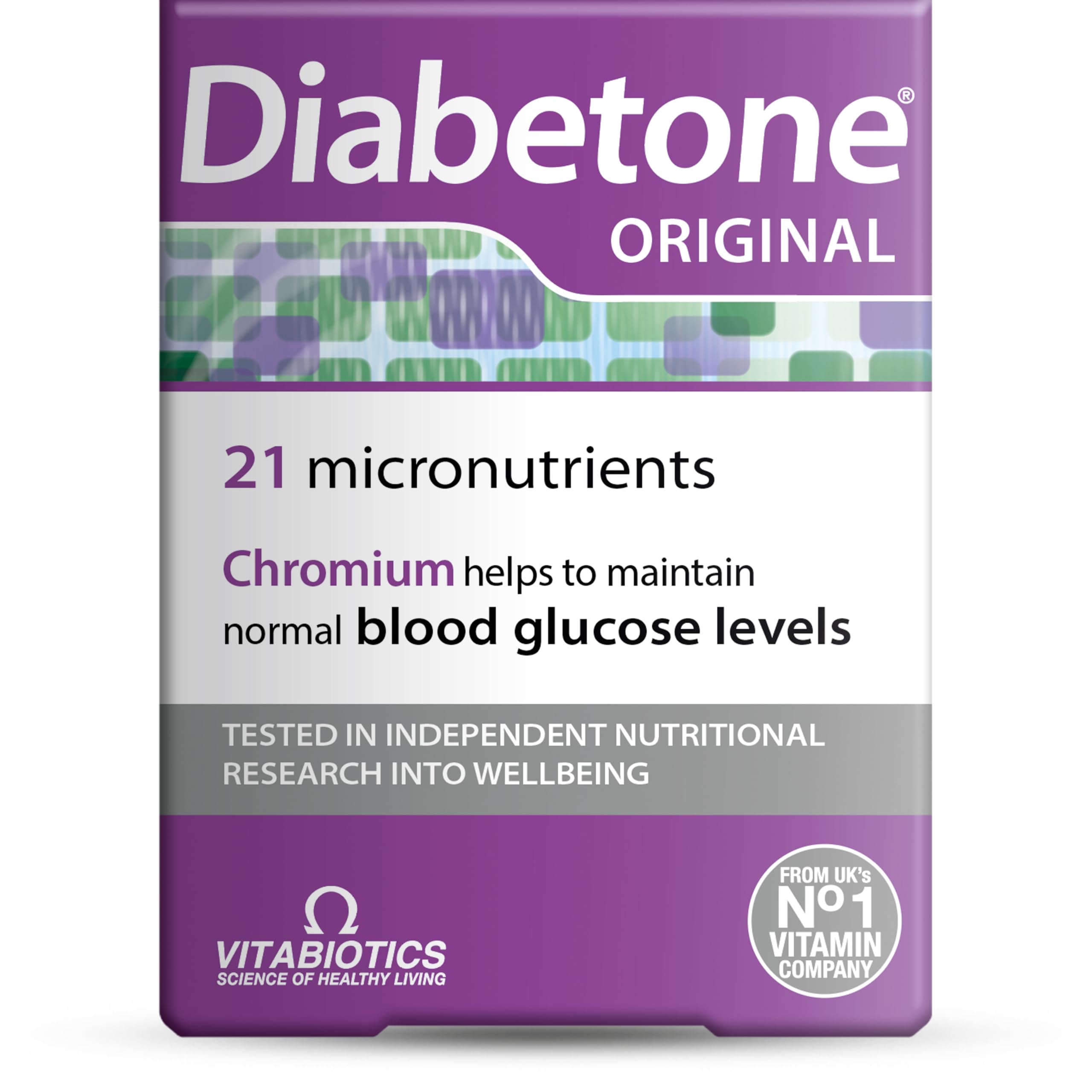 Diabetone Original Formula Supports Glicemia Control and Diabetes Management Supplement - 30 Tablets, 30-Day Supply, by Vitabiotics