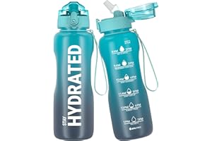 Gohippos Kids Water Bottles, 27 oz Water Bottles for School with Straw, One-Hand Operated Motivational Water Bottle with Time Marker, Leakl-proof, Tritan, BPA-Free, MultiColors Available