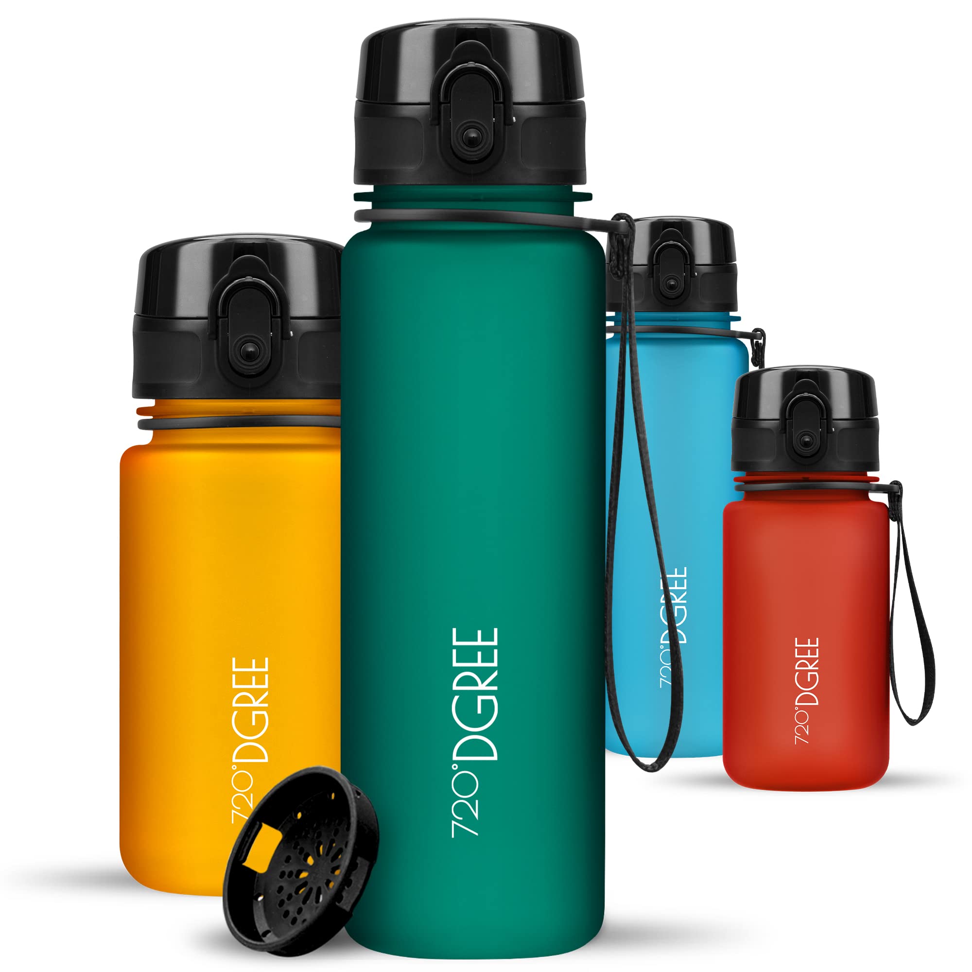 720°DGREE Water Bottle Kids 500ml “uberBottle“ softTouch +Sieve - BPA-Free Tritan, Leakproof, Reusable Drinking Bottle - Waterbottle for Children, School, Playground, Boys, Girls, Handbag, Sport, Bike