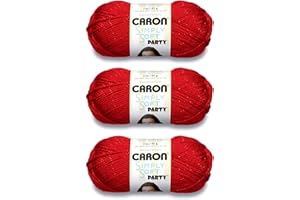 Caron Simply Soft Party Red Sparkle Yarn - 3 Pack of 85g/3oz - Acrylic - 4 Medium (Worsted) - 164 Yards - Knitting/Crochet
