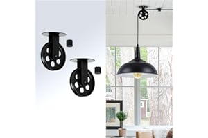 Wirziis 2.75” Black Pulley Wheels Set of 2 for Plug in Pendant Light, Vintage Wall Ceiling Mount Pulleys for Hanging Lamp, Rustic Industrial Gazebo Pulleys for Chandelier Plant Grow Lights Outdoor…