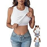 REORIA Women's Built in Bra Tank Tops Racerback Ribbed Sleeveless Fitted Summer Outfits 2026