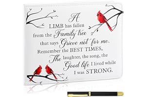Patelai Funeral Guest Book with Pen Memorial Service Celebration of Life Sign in Book for Funeral Leather Cardinal in Loving Memorial Gift, 112 Pages(Cardinal)