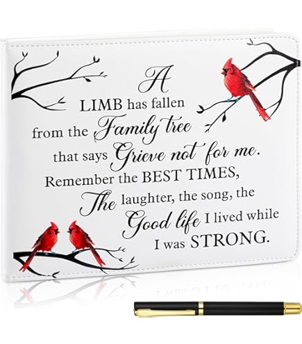 thumbnail image 2 of Funeral Guest Book, Memory Book, Comes With Pen, Table Sign, 60 Funeral Poem Cards, Total 5 Pieces, Funeral Guest Book For Memorial Service, Celebration Of Life Decorations, Guest Book For Funeral. For Sale 2 of 13