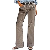 Flamingals Straight Leg Mid Waist Solid Casual Pants for Women Without Belt