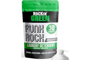 Rockin' Green Laundry Detergent, Plant based, All Natural Laundry Detergent Powder, Vegan and Biodegradable Odor Fighter, Safe for Sensitive Skin (Funk Rock Ammonia Bouncer 30 Loads - Unscented)
