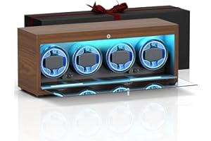 iFregga Watch Winder, Muti-Slots Automatic Watch Winders with Serenity Blue Backlight and Memory Foam Pad, 4 Rotation Modes(Adapter Not Included)