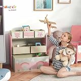 ZONEKIZ Kids Storage Unit with 6 Fabric Bins Pink 63 x 30 x 66 cm view 2