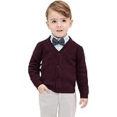 Lilax Baby Boys Basic Long Sleeve V-Neck Classic Knit Cardigan Sweater