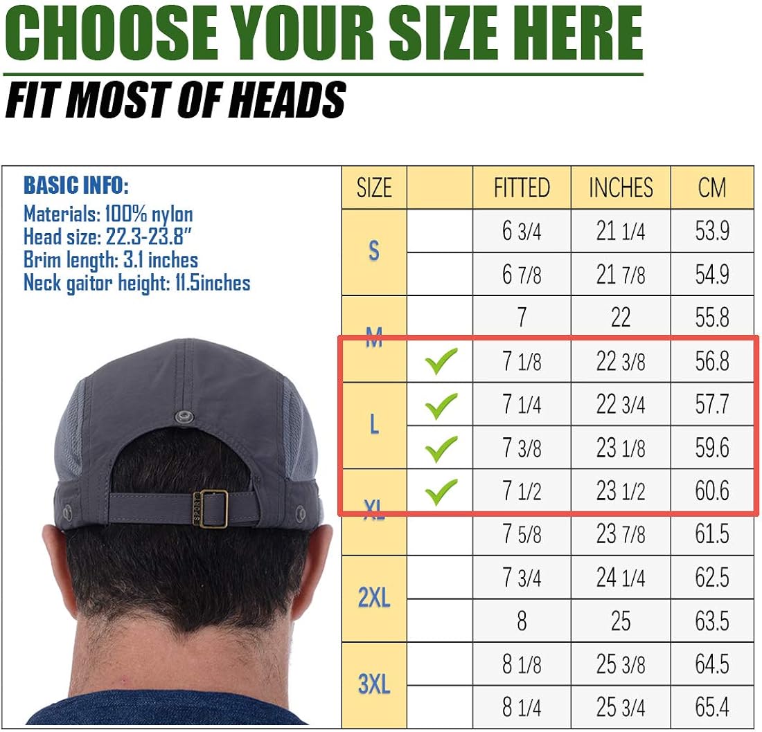 Sun Cap USHAKE Fishing Hat UPF 50 UV Protection Outdoor Hiking Jungle Mountain Sun Mens Quick Dry Baseball Cap Face Neck Cover Flap Water Resistant Breathable caps Flap Hats for Men Women New Unisex: Clothing