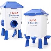 Lilyang Large Chicken Feeder and Waterer Set 5 Gallon, Weekly Refills Only | Rock-Solid Square Build, Anti-Spill Ports (3.5") &amp; Stay-Clean Cups (2.75"), No-Waste Poultry Feeder, Easy No-Tools Assembly