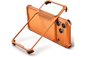 OATSBASF for iPhone 17 Pro Max Bumper Case, Metal Aluminum Frameless Slim, No Back Design Compatible with MagSafe, Shockproof Phone Case 6.9 inch, Orange