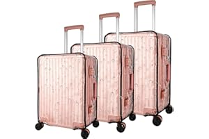 VEEVIIY 3 Pieces Luggage Cover Thicken Clear PVC Suitcase Cover, 20" 24" 28" In Luggage Protector Suitcase Cover Waterproof Dustproof Anti-scratch for Travel Luggage Suitcase (no suitcase)