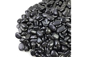 YISZM 2lbs Natural Decorative Black Pebbles, 3/4-1 1/4 Inch High Polished River Rock Stones for Plants Vase Fish Tank Aquariums Landscaping Garden Outdoor and Indoor DIY
