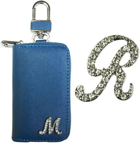 Amazon Co Jp イニシャル名入れ キーケース スマートキーケース キーレス カバー メンズ レディース フック付 キーリング ミニ コンパクト キーレスケース Mサイズ ブルー イニシャル R 車 バイク