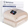 Westinghouse Electric Blanket Twin Size, Super Cozy Soft Flannel 62" x 84" Heated Blanket with 10 Fast Heating Levels & 1-12 Auto-Off, Machine Washable, ETL&FCC Certification, Beige