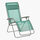 Lafuma R Clip Zero Gravity Relaxation Recliner Chair, Chlorophylle | Patented Elastomer Suspension, Removable Adjustable Headrest, Open Weave Mesh, Carry Handle, Made in France