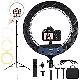 GWO 21 inch LED Ring Light with Tripod Stand 6000K Dimmable Makeup Selfie Light with Touch Panel Phone Holders for YouTube Vl