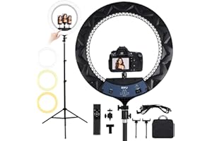 GWO 21 inch LED Ring Light with Tripod Stand 6000K Dimmable Makeup Selfie Light with Touch Panel Phone Holders for YouTube Vl