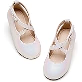 Otter MOMO Toddler/Little Girls Flower Girl Ballerina Flats Shoes Slip-on School Party White Dress Shoes Size 12