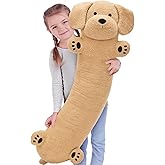 Muiteiur 43.3 Inch Long Dog Plush Pillow, Golden Retriever Dog Stuffed Animal with Big Ears, Soft Hugging Body Pillow, Gift for Kids, Girlfriend