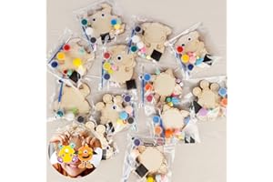 GOGREENWOVEN 12 PCS Halloween Crafts for Kids - DIY Monster Wooden Magnet Painting Kits with Googly Eyes - Halloween Party Favors for Ages 4-8 - Non Candy Trick or Treat Gifts & Classroom Prizes