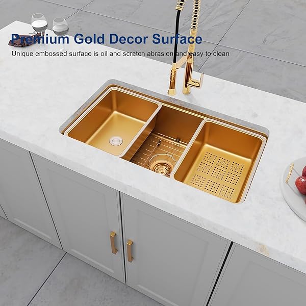 GZOII GOLD UNDERMOUNT WORKSTATION KITCHEN SINK, GOLD DECOR 30 INCH STAINLESS STEEL SINGLE BOWL KITCHEN SINK WITH ACCESSORIES, 30×18×9 INCH
