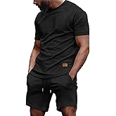 Vssjavun Men's 2 Piece Outfits Short Sleeve Shirt and Shorts Sets Tracksuit Summer Beach Vacation Lounge Workout Set